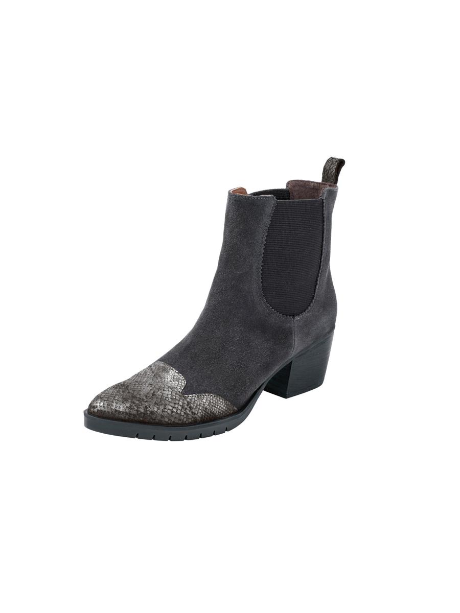 Damen Ankle Boot Stiefelette bedruckt Ziegen Veloursleder  GR. 38