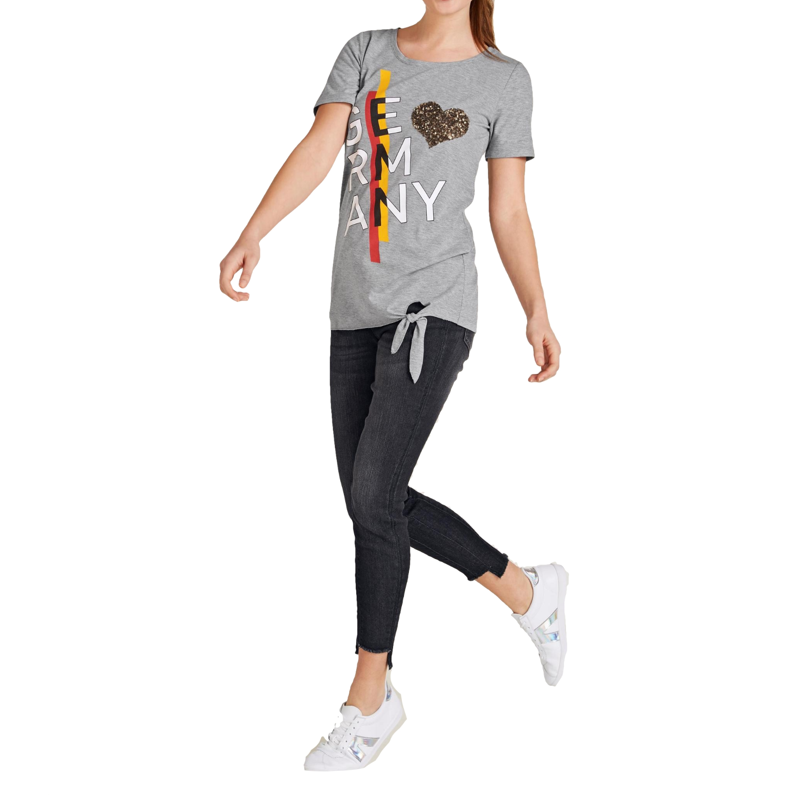 Liebeserklärung Deutschland - Graues Damen-Shirt mit Herz, Größe 42 Liebeserklärung Deutschland - Graues Damen-Shirt mit Herz, Größe 42