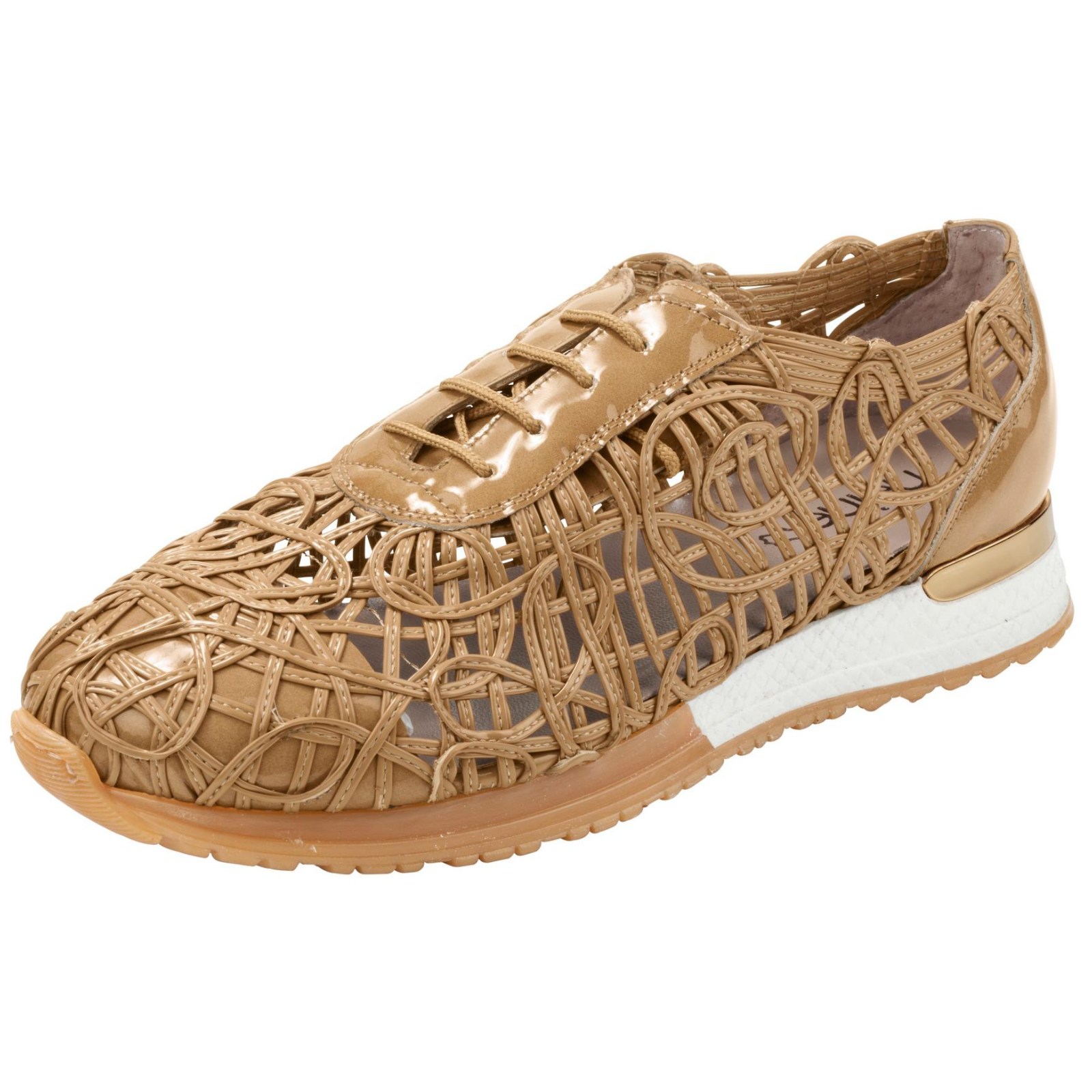 Extravagante Flache Lacksynthetik-Schuhe mit Verschlungenem Band-Design und Schnürung - Trendiger Komfort für Jeden Anlass Extravagante Flache Lacksynthetik-Schuhe mit Verschlungenem Band-Design und Schnürung - Trendiger Komfort für Jeden Anlass