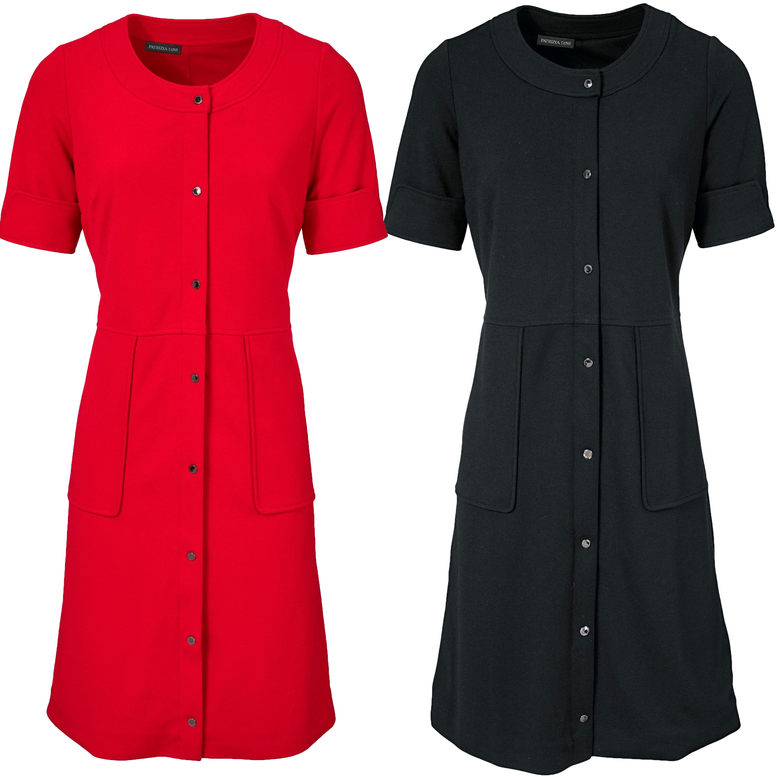 Crimson Elegance - Figurschmeichelndes Jerseykleid in Rot und Schwarz